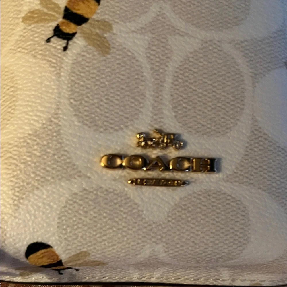 Coach White Bee Print Crossbody Phone Pouch